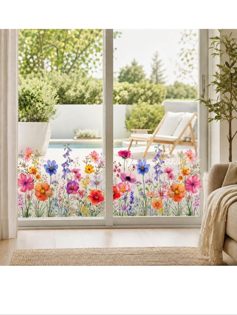 New Floral Window Decal Sticker - Multicolor Wildflower #1663-298